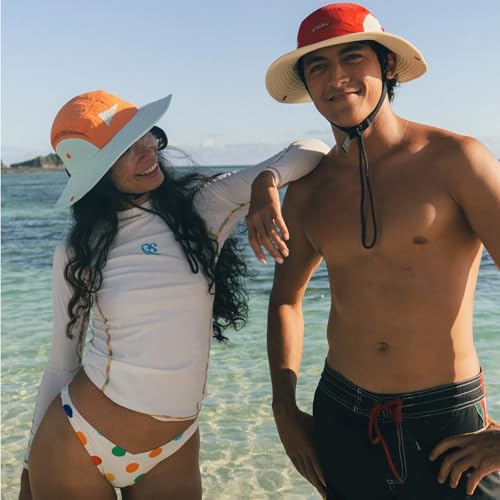 Image of Color-Blocked Fisherman Style Sun Hat for Outdoor Camping, Surfing & Vacations - Wide Brim, UV Protective, Anti-Slip