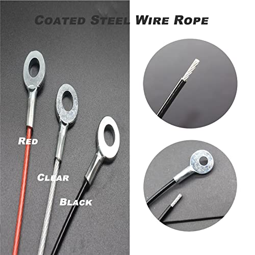 Bytiyar 10 Pcs 10 Inch (25Cm) 3Mm Thickness Galvanized Steel Wire Cable Eyelets Ended Short Rope Lanyard Safety Tether Chain Lock With Vinyl Coated Cover Black #TOP4