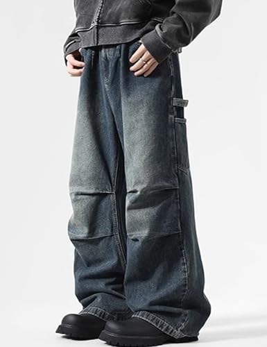 Y2k Baggy Jeans Men Wide Leg Denim Cargo Pants Loose Fit Skater Jeans Vintage Plain Pants Trousers Streetwear2