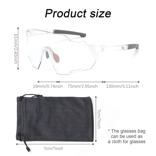 SSKHE Cycling Glasses, Self-Tinting Sunglasses with Case, UV-Dependent Color Change - Image 3