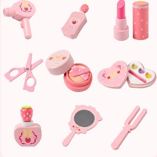 Raelf Cute Pink Wooden Dresser Table Girls Make Up Toys Kids Pink Children's pink dressing table decoration ornaments Bedroom Makeup Table Chair Set for Children, DIY Assembled Toys,Children's educati - Image 6