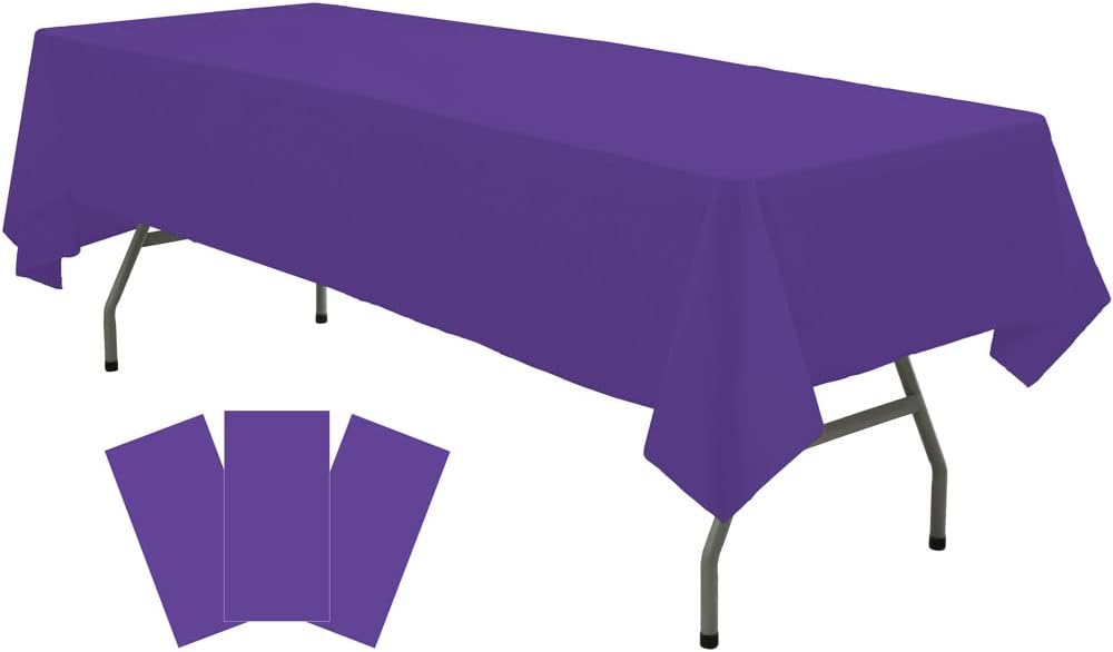 rebdng Plastic Purple Tablecloths 3 Pack Violet Disposable Table Covers 54" x 108" Table Cloths for Parties Unicorn Mermaid Gras Parties Birthdays Weddings, Fits 6 to 8 Foot Rectangle Tables