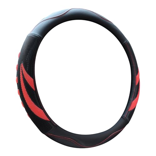 Alusbell Microfiber Leather Steering Wheel Cover Breathable Auto Car Steering Wheel Cover for Women and Men Universal 15 Inches Red