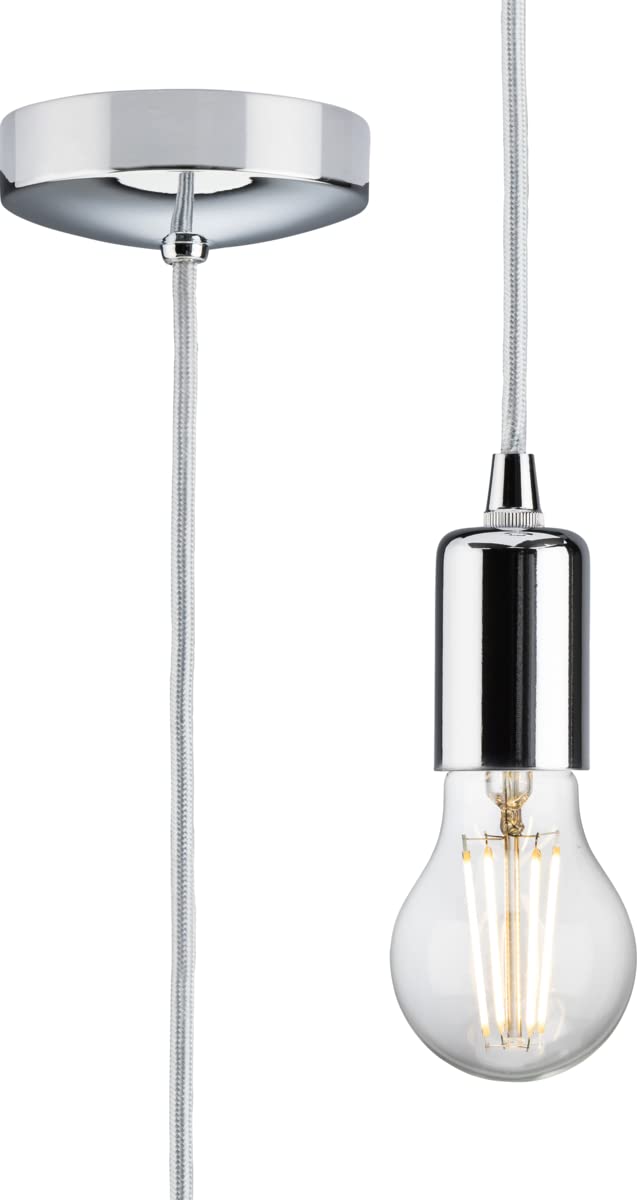 Knightsbridge Polished Chrome 1.8M E27 Contemporary Pendant Set - ,8270L