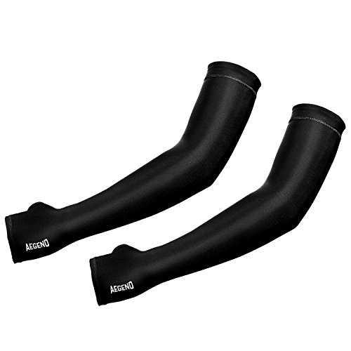 aegend Arm Sleeves with Thumb Holes, UPF 50 UV Protection Cooling Sun Sleeves for Golf, Cycling, Running, Outdoor Sport for Men Women Adult Youth
