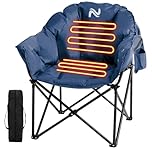 MOPHOTO Heated Camping Chair, Portable Heated Camping Chairs Outdoor, Padded Oversized Heated Folding Chairs Outdoor Sports, Heating Lawn Chair Patio Lounge Chairs for Adults
