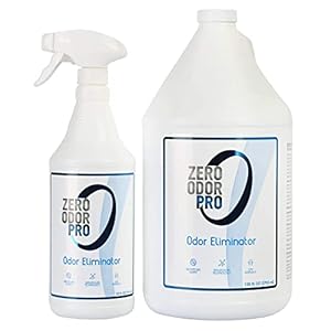 Zero Odor –Professional Odor Eliminator Bundle- Eliminate Extreme Air & Surface Odor– Patented Molecular Technology Best for Strong, persistent odor- Smell Great Again, 32oz & 128oz Refill White