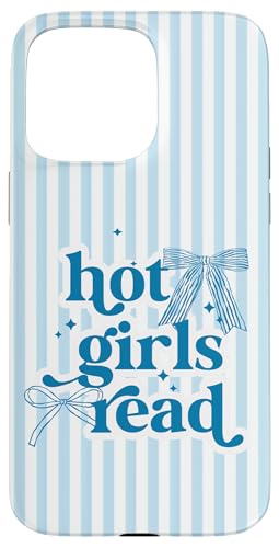 Hot Girls Read Blue Stripes & Bow Coquette �{ ���l ���킢�� �X�}�z�P�[�X iPhone 15 Pro Max �p