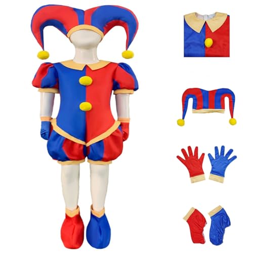 QAQ-Cosci Amazing Digital Circus Pomni Costume, Clown & Jerry Costume for Boys & Girls Halloween Party Dress Up Cosplay