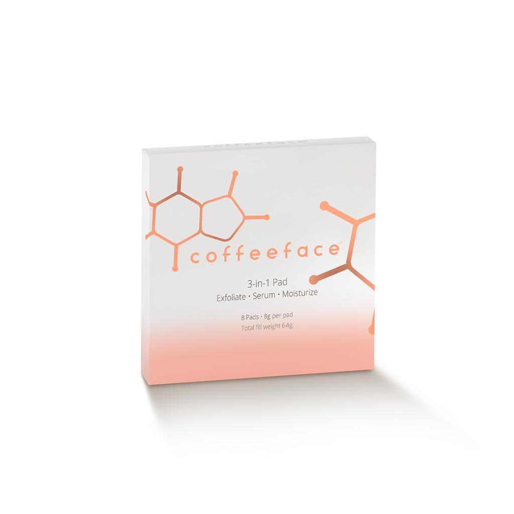 Coffeeface Anti-Aging Moisture Pads with Exfoliation and Hydration | 3-in-1 Textured Skin Treatment | Hypoallergenic for All Skin Types | 8 Count |