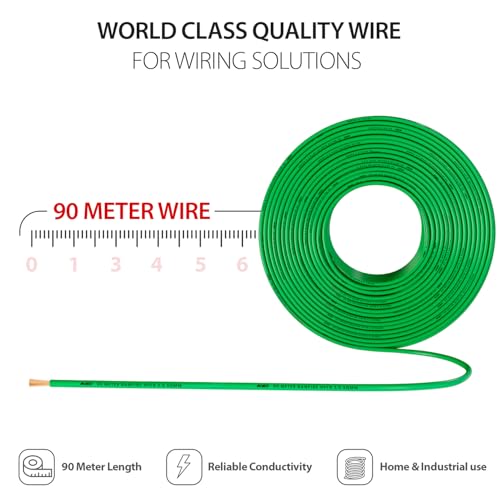 Image of KEI BANFIRE- HFFR 2.5 sqmm 1 Core 99.97% Pure Copper Conductor Heat Resistant Flame Retardant Low Smoke & Halogen - Lead Less House Wire for Domestic & Industrial Electrical Wiring (Green,90 Meters)