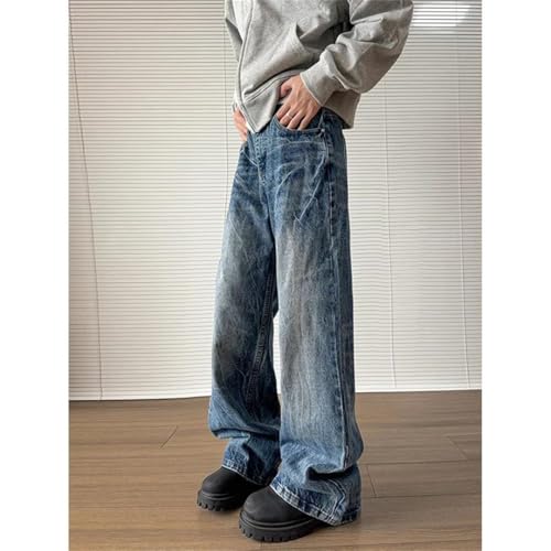 Men's Baggy Jeans Blue Wash Jeans Straight Casual Loose Wide Leg Trousers Mopping Pants2