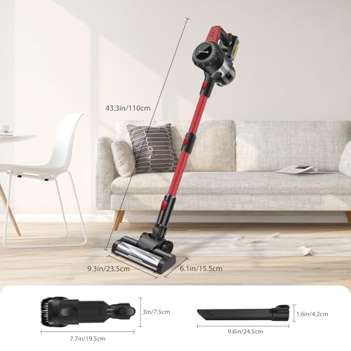 Aspirateur Balai sans Fil 3-en-1 Ultra Puissant – 65 Min Autonomie,15Kpa Aspiration,Brosse Motorisée Anti-Poils d'Animaux,Léger & Silencieux – Parfait pour Sols Durs,Tapis et Voiture (Filtre Lavable) – Image 3