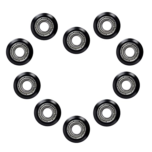 BIQU 3D Printer Wheel, 10pcs 3D Printer POM Pulley Wheels Plastic Pulley Passive Round Wheel with Liner Bearing for Creality Ender 3, Ender 3 V2, CR-10, CR-10S Series 3D Printer