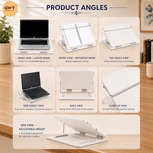 Image of GoodWill Tech Wooden Tabletop Elevator for Writing, Sketching, Drawing - Adjustable Height, Laptop Stand for Offices, Schools, and Study Rooms (White Pine, 12 x 16 inches)