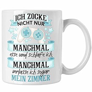 Trendation – Zocker Video Gamer Tasse Geschenk Games PC Lustige Gaming Kaffeetasse Spruch Geschenk Jungs Gaming (Weiß)