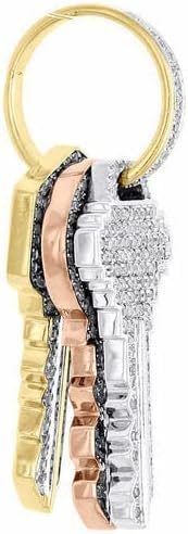 2.00 CT Round Cut VVS1 Diamond Three Key Pendant Charm 14K Multi Tone Gold Plated Sterling Silver