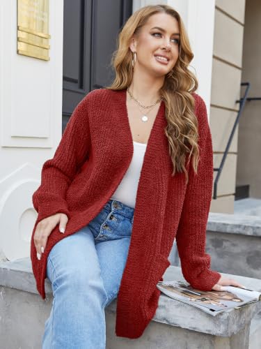 Image of Snuggle Sac Cardigan Sweaters for Women with Pocket Trendy Casual Long Sleeve Tops Open Front Fall Winter Coats
