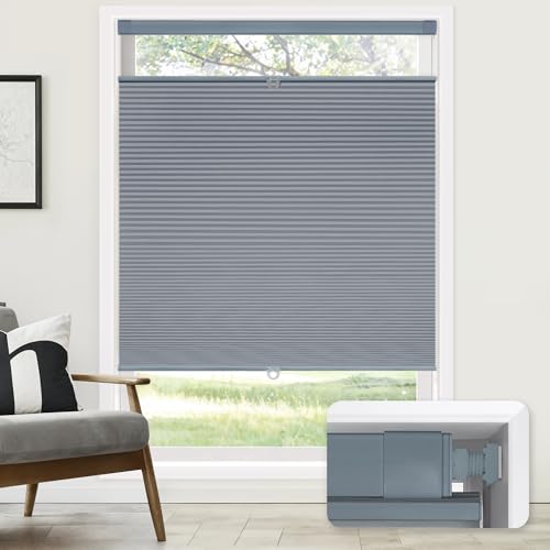 LazBlinds No Drill Cordless Cellular Shades, 25" W x 48" H, Dark Grey