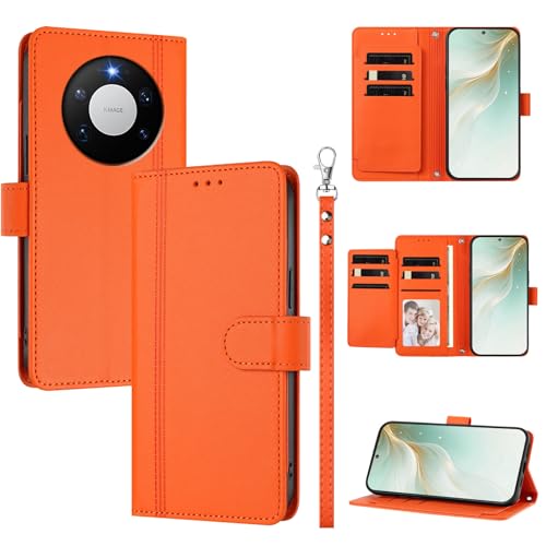 �X�}�z�P�[�X �Ή��@�� for Huawei Mate 80 / Mate 80 Pro �X�}�z�P�[�X�y�E�H���b�g�f�U�C�� �f���A���J�[�h�X���b�g �L���b�V�� �t���b�v���X�^���h �����h�~�zOrange