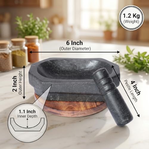VintageBihar Mortar pestle for kitchen, Silbatta for Chutney, - Image 3
