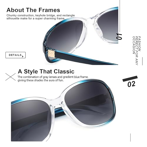 Image of SIPHEW Polarized Sunglasses for Women | Vintage Square Sunglasses w UV400 Protection | Womens Wraparound Shade