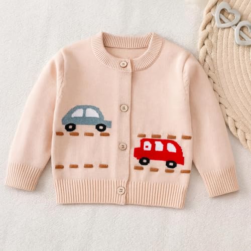 Image of Bold N Elegant Knitted Car Cardigan Sweater for Infant Toddler Baby Boys n Girls | Warm Woolen Front Open Winter Sweater for Kids Infant Toddler Kids