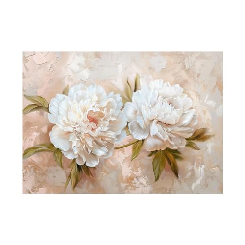 Toile pivoine blanche WODJEM 70x100cm sans cadre pour illuminer une pièce sombre et un mur vide