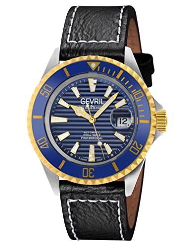 Gevril Men's Chamber Swiss Automatic Watch, Genuine Italian Leather Strap