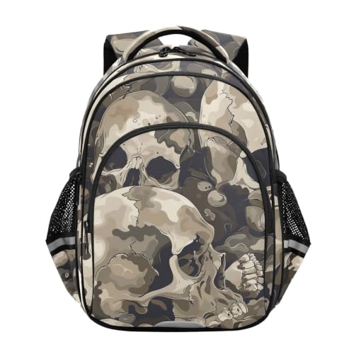 Cartable scolaire pour tout-petits robuste et ergonomique style crâne foncé