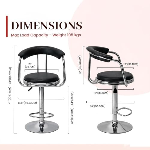 Image of Modern Magam Bar Stool with 360 Swivel | Height Adjustable Bar Chair | Counter Stool & High Chairs | Comfortable for Home, Office, Restaurant Bar, Cafe & Cash Counter - (Black)