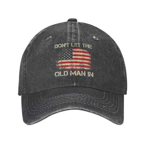 LUYIMAX Custom Unisex Funny Lightweight Black Dont Let The Old Man in American Flag Vintage Adult Cowboy Hat Cotton Denim Sports Baseball Cap for Women Adjustable Casquette