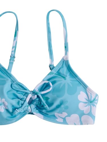 Image of COZYEASE Girls' 2 Piece Ditsy Floral Print Knot Front Ruched Triangle Bikini Swimsuit