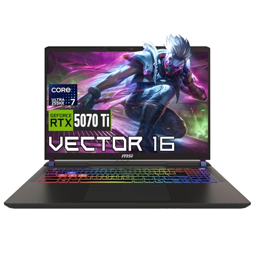 Image of PCONLINE msi Vector 16 5070 Ti Gaming AI Laptop, Intel Core Ultra 7 255HX, Geforce RTX 5070Ti, 16 inch FHD+ IPS-Level, 16GB DDR5, 1TB SSD, 24 Zone RGB Keyboard, HDMI, Copilot, IR Camera, Win 11 Home