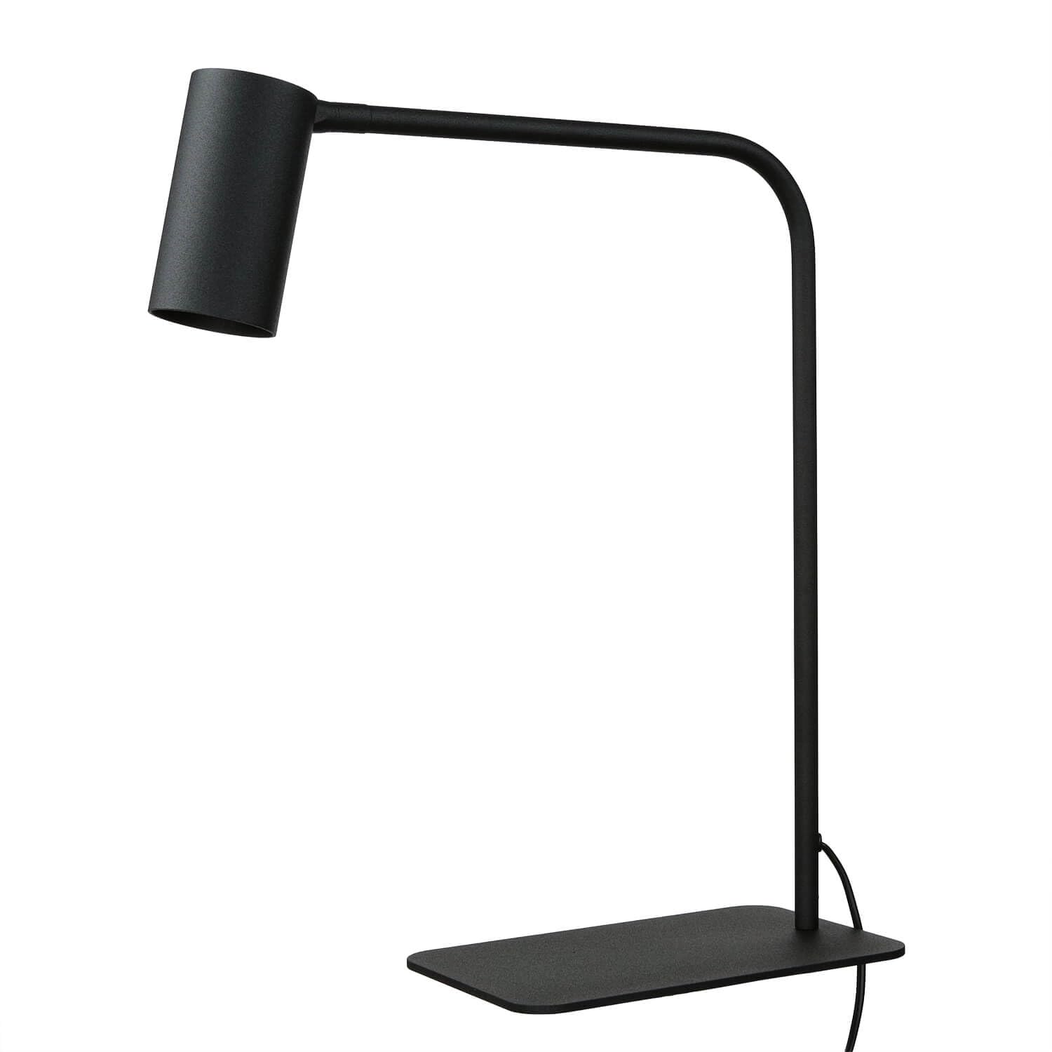 Licht-Erlebnisse Schreibtischlampe Schwarz, Tischleuchte mit Kabel, Leselampe Nachttisch, H:40 cm, GU10, schwenkbar, Schreibtisch, Nachtschrank, Tischleuchte