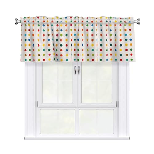 HJFCZH Rideau court à tringle de 137,2 x 45,7 cm - Petits pois colorés - Décoration d'intérieur douce au toucher - Bloque la lumière pour fenêtre de...