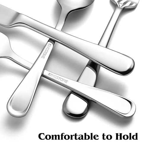 KINGSTONE 30-Piece Stainless Steel Flatware Set for 6 – Modern, Heavy-Duty, Mirror Polished, Dishwasher Safe