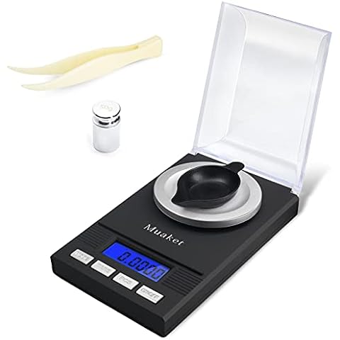 Muaket Feinwaage, 50g 0.001g Feinwaage, Electronische Digitalwaage mit LCD Display, Professionelle Milligramm Waage, Taschenwaage, Laborwaage, Goldwaage, Briefwaage, MG Waage Cover
