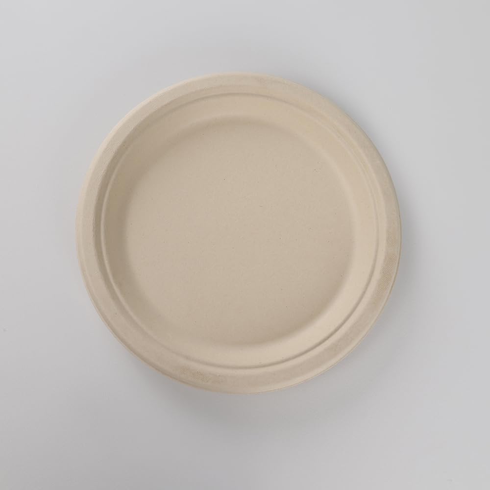 Compostable Paper Plates 9” – 125 Pack | Heavy Duty Sugarcane Bagasse | Microwave & Leak Proof | Eco-Friendly Disposable Dinner Plates for Party, Wedding, Picnic