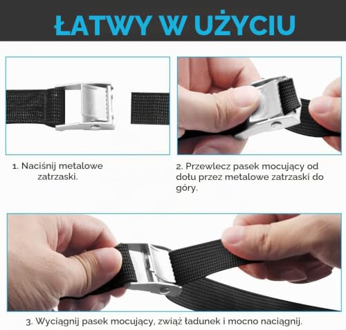 ieron Paski mocujące z grzechotką, 8m pasek mocujący, paski spinające z zamkiem zaciskowym, pasek do mocowania bagażnika do samochodu, roweru, wózka transportowego z workiem