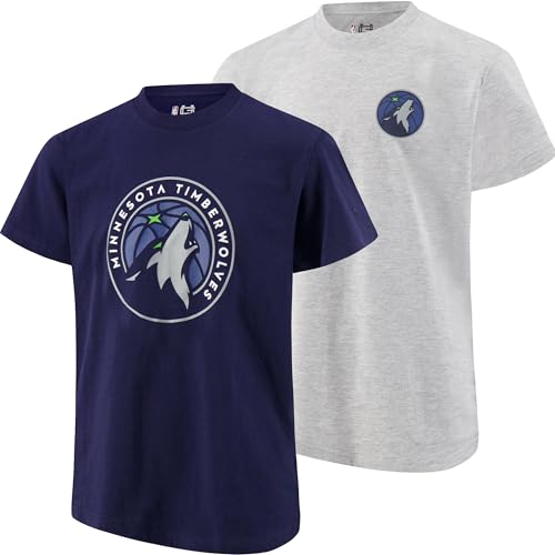 Ultra Game Youth NBA Official Super Soft 2 Pack T-Shirt Set, Minnesota Timberwolves, Team Color, 8