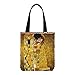 LeDiYouGou Magische glänzende Segeltuchtasche Damenhandtasche mit wendbaren Pailletten goldene Klimt-Kiss-Kunst-Umhängetasche für Party-Kostümeinkäufe Schule Alltag Gold Einheitsgröße