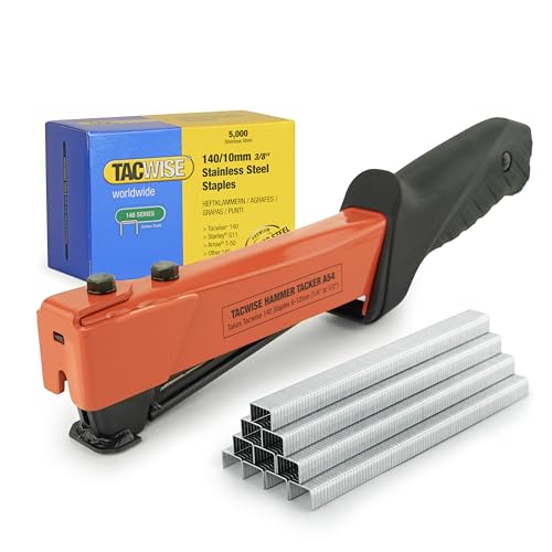 Tacwise 1221 Grapadora de Martillo Profesional A54 con 5000 Grapas 140/12mm, Utiliza Grapas Tipo 140 de 6mm a 12mm