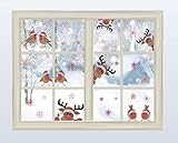 Reindeer Wall Decal with Birds Snowflake Wall Decal ，Christmas Sticker for Car Decoration，Window Cling Decal，Christmas Home Decals (29 pcs)