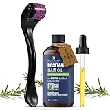 Botanic Hearth Derma Roller for hair growth with Rosemary Hair Oil (2oz) | Micro needling roller .25 mm Titanium 540 needles for Scalp & Beard | for Women & Men | Includes Biotin, Jojoba & Castor Oil
