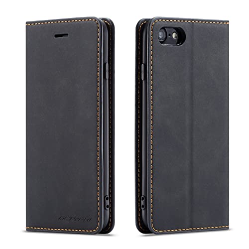 Coque iPhone 17e / 16e en cuir premium PU noir style portefeuille élégant