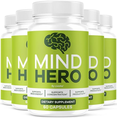 (5 Pack) Mind Hero Capsules - Brain Health and Memory Support Advanced Formula MindHero Focus Pills Daily Support Natural Cognitive Function for Overall Health & Wellness 300 Capsules for 5 Months