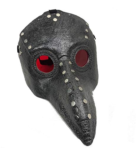 Herocos Red Eye Plague Doctor Bird Punk Cosplay Mask, Long Nose Beak Steampunk