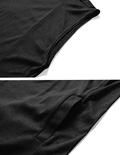 RAGEMALL Mens Sleeveless Long Cardigan Open Front Draped Lightweight Hooded Sweater with Pockets4