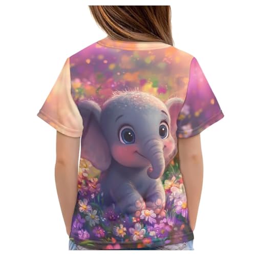 Girls Short Sleeve T Shirts Kids Summer Tops Casual Crewneck Basic Tees 3-16Y4